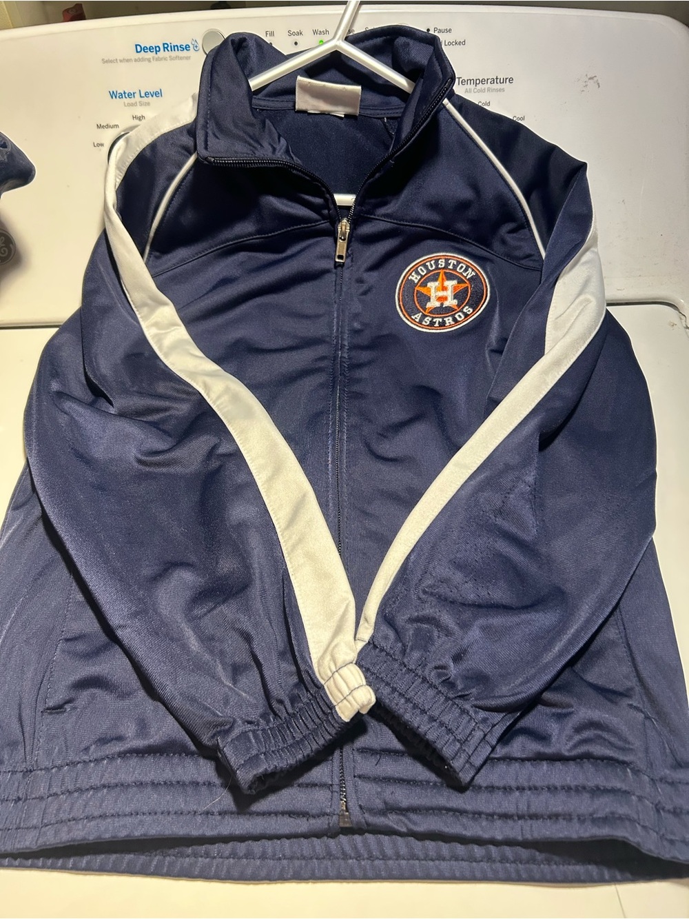 Houston Astros Navy Zip-Up Track Jacket with White Stripes
